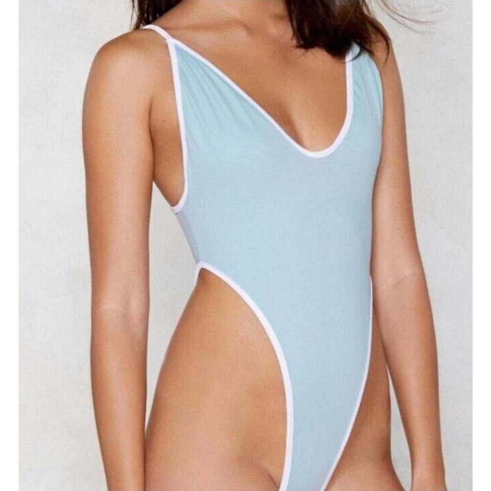 ZASUWA Baby Blue Monokini One Piece Swim Suit sz Medium NWOT